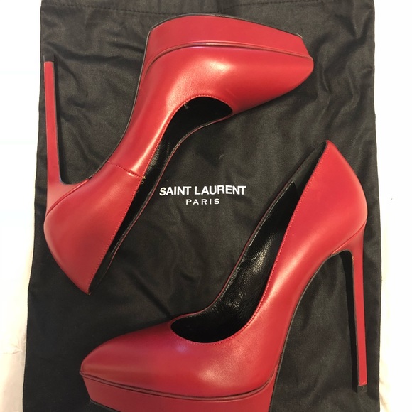 Red Saint Laurent 'Janis' Platform Pump - Picture 3 of 8